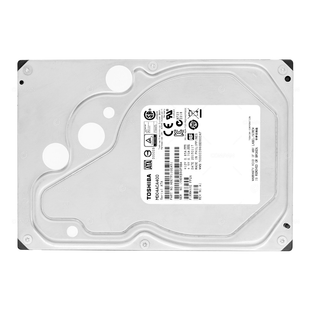 MD04ACA400 TOSHIBA HARD DRIVE 4TB 7.2K 64MB CACHE 6GB SATA 3.5 HDETR11GEA51